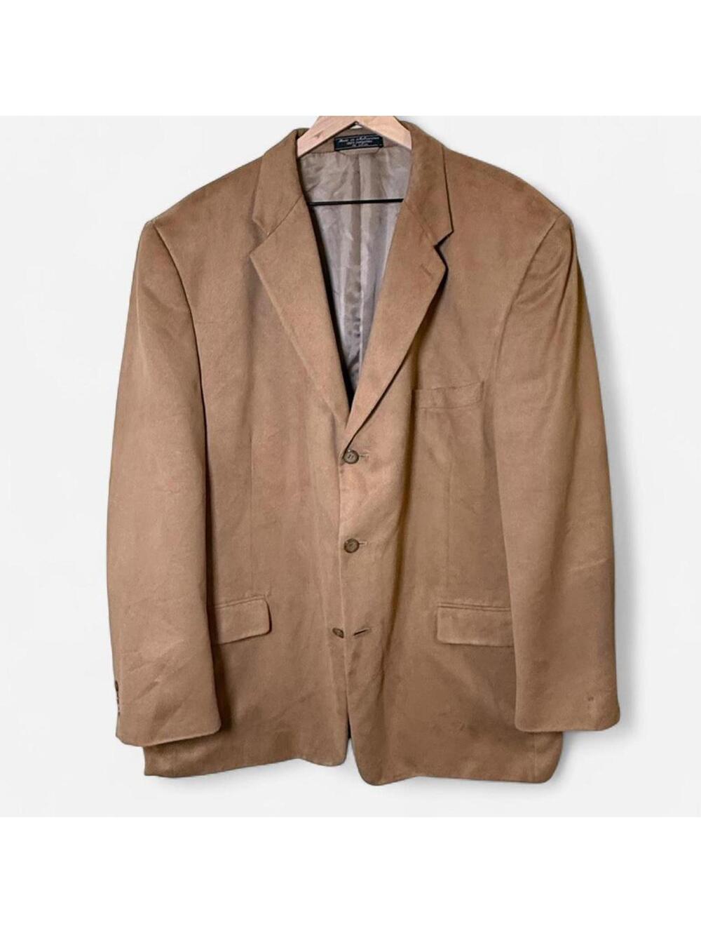 Jeffrey Banks Supra Suede Men’s Blazer Tan Sport Coat XXL Long (52L)